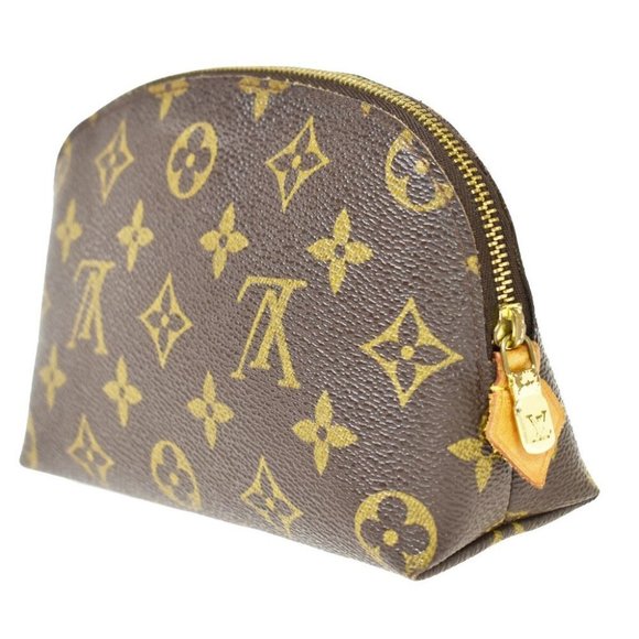 AUTH LOUIS VUITTON Pochette Cosmetic Pouch Bag Monogram Leather Brown - Picture 4 of 10